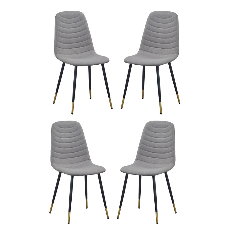 17'' H Linen Upholstered Metal Side Chair, Gray