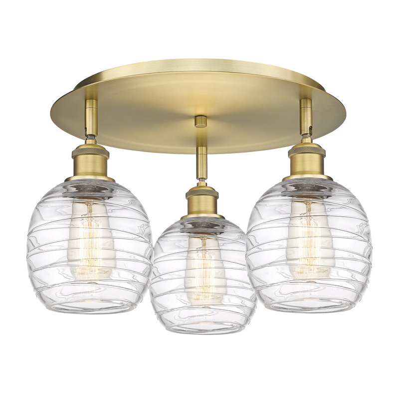 Plafonnier semi-encastré en verre Alve, Laiton brossé, Tourbillon déco