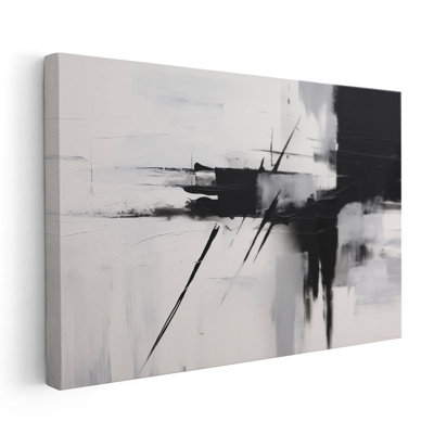 Black and White Art Prints, Watercolor Abstract Canvas Art, 30x20 Minimalist Wall Decor for Hallway | Black & White