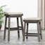Élégant tabouret de comptoir de 24 po avec cadre gris vieilli et siège en cuir français - Convient aux cuisines modernes pour rehausser l'esthétique de votre cuisine-902185939