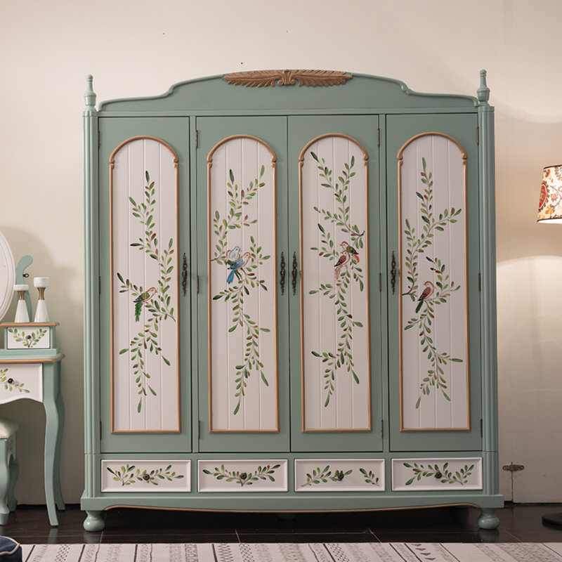 Armoire à quatre portes American Country, Vert foncé