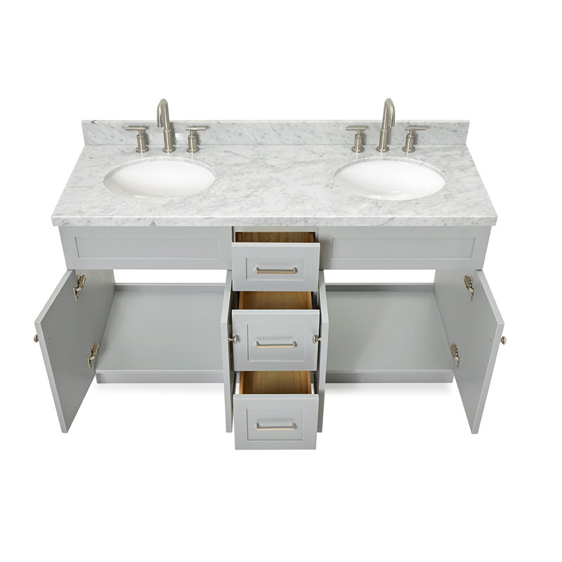 Ensemble de meuble-lavabo double 61 po Abell, Gris