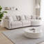 Canapé modulaire en chenille 3 pièces 105 po avec méridienne incurvée et 3 coussins décoratifs, structure en pin, sinueux-1816146084