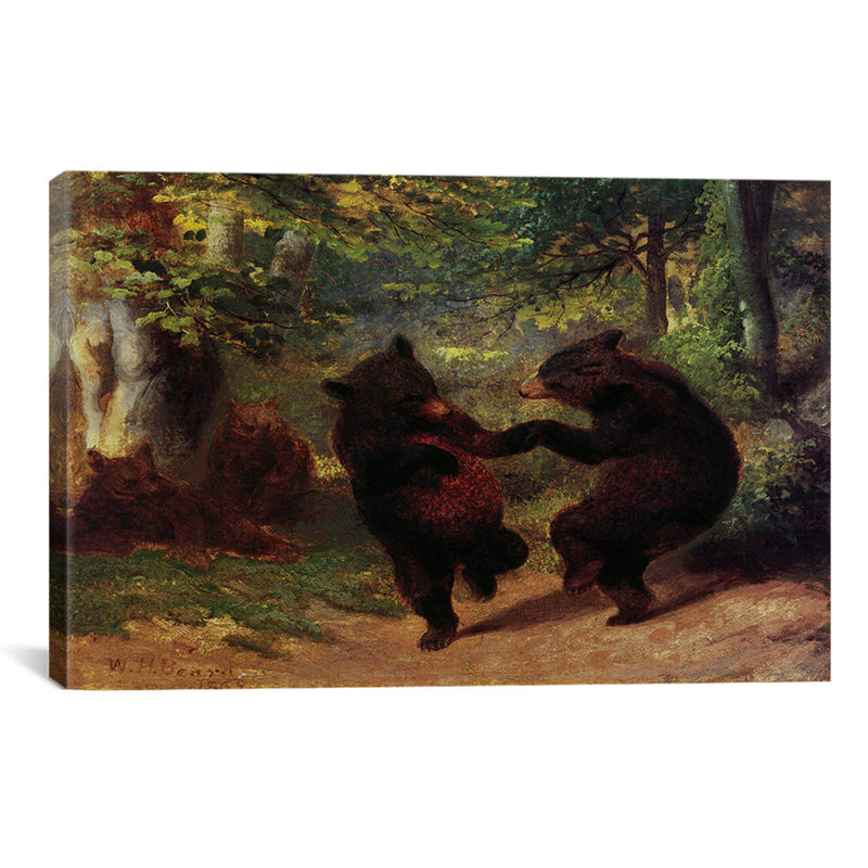 Dancing Bears Painting Print on Canvas, 18" H x 26" W x 1.5" D, No Mat, Wrapped Canvas