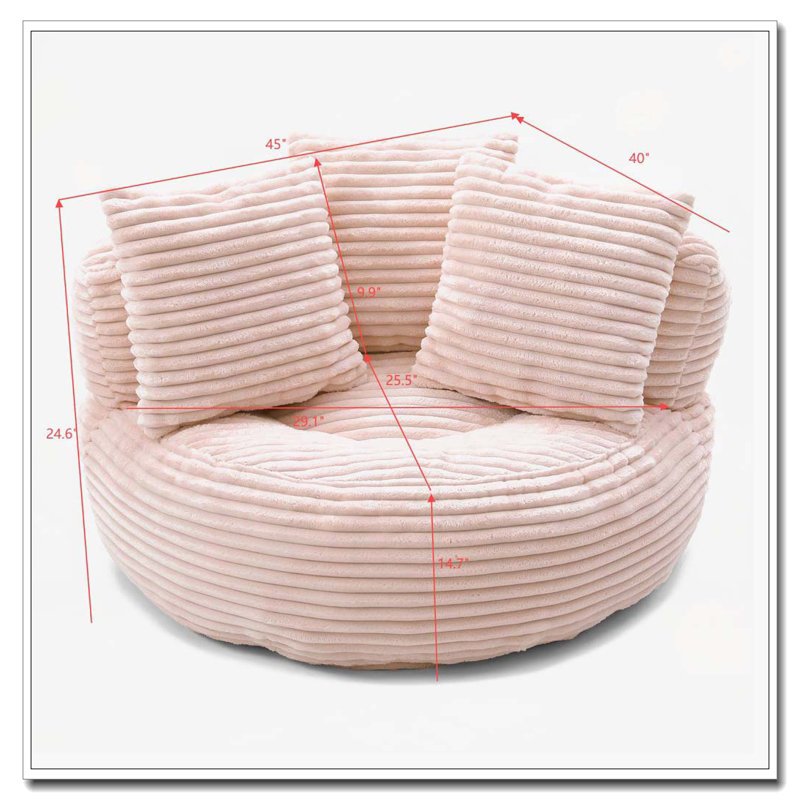 Grande chaise en velours côtelé avec bourre, Pink