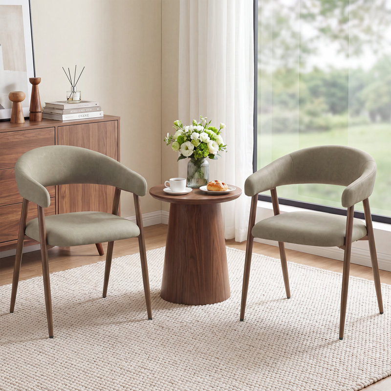Chaises de salle à manger de style médiéval, chaises d'appoint rembourrées avec pieds en métal et à oreilles, Kaki