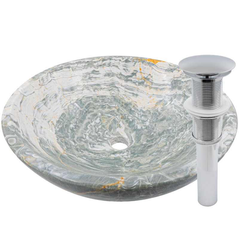 Lavabo de salle de bain vasque circulaire en pierre, Chrome