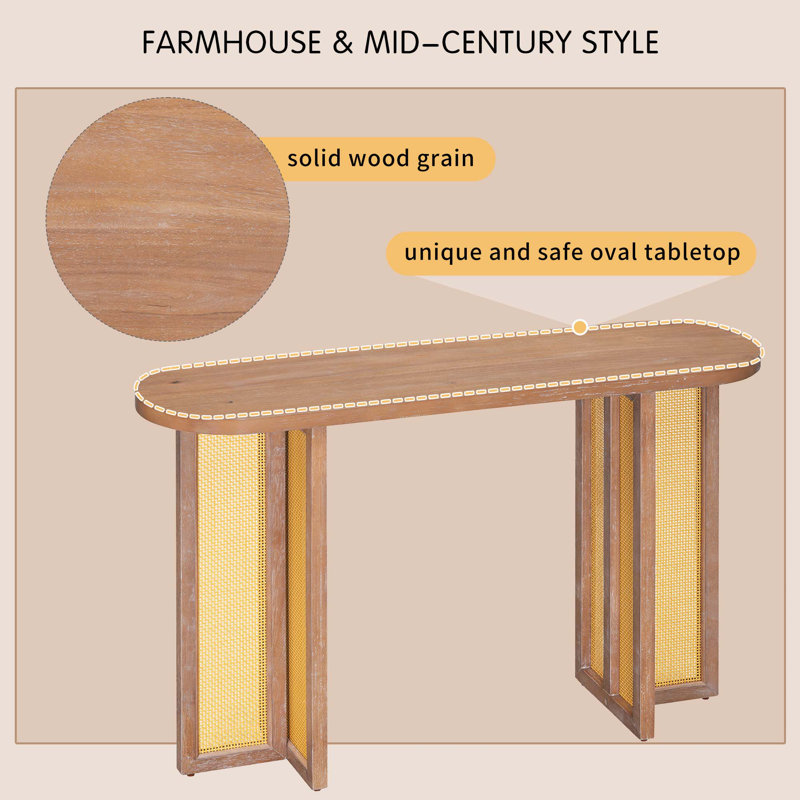 Ophelia & Co. Farmhouse Rattan Console Table Entryway Table - Wayfair ...