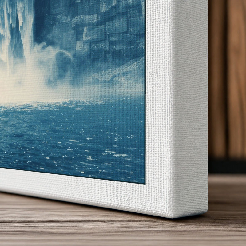 Luminous Waterfall Scandinavian - Wrapped Canvas, 24x16 - 61.0 x 40.6 cm, White Border