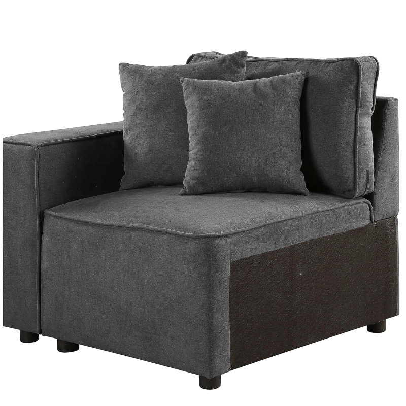 Fauteuil d'appoint gris à dossier gauche