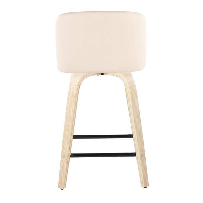 Arabelle Swivel Upholstered Faux Leather Counter Stool, Natural/Black