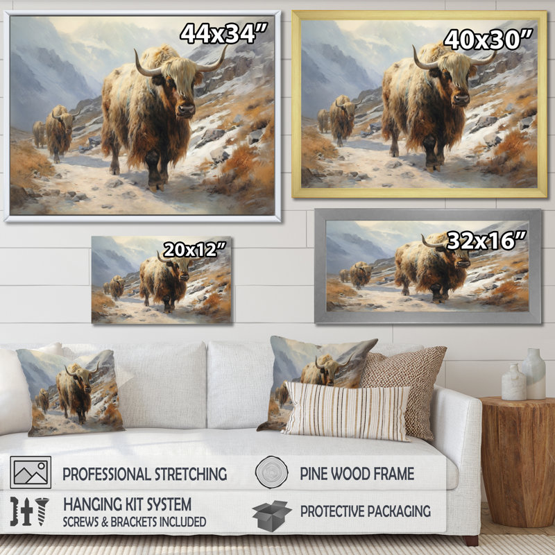 Wild Yak I sur impression sur toile, Cadre flottant noir, H 24 po x l 32 po x P 1 po
