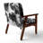 Abstract Pattern With Blue & Golden Textures II - Upholstered Modern Velvet Arm Chair-118659410-118659414