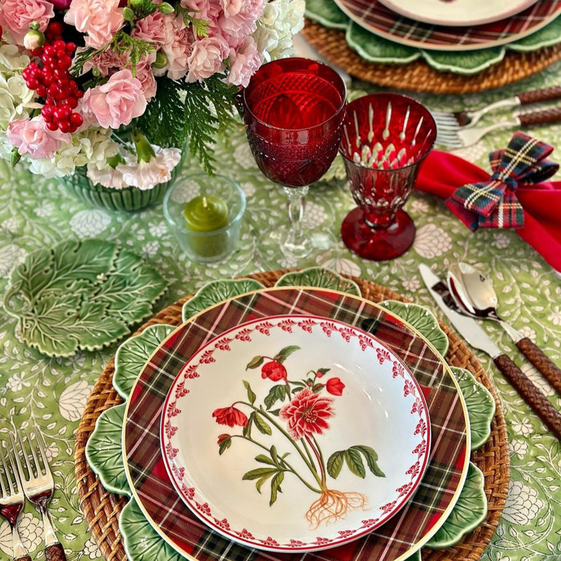 Square Tablecloth - Green and White Floral Eden, 72" Square