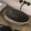 Lavabo vasque en céramique noir moderne Yingze, lavabo de comptoir rétro en forme d'œuf de 23 po, lavabo artistique au-dessus du comptoir
