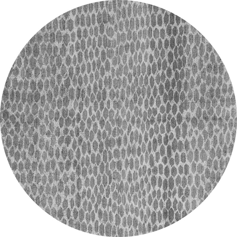 Tapis abstrait gris tissé à la machine Aurbree, Rond 5 pi