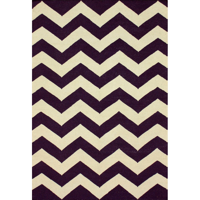Tapis à motif de chevrons mauve Billylee, Rectangle 7 pi 6 po x 9 pi 6 po