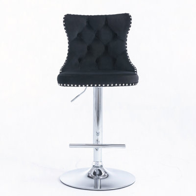 Swivel Velvet Barstools Adjusatble Seat Height From 25-33", Base Bar Stools With Backs Comfortable Tufted For Home Pub And Kitchen Island,Set Of 2