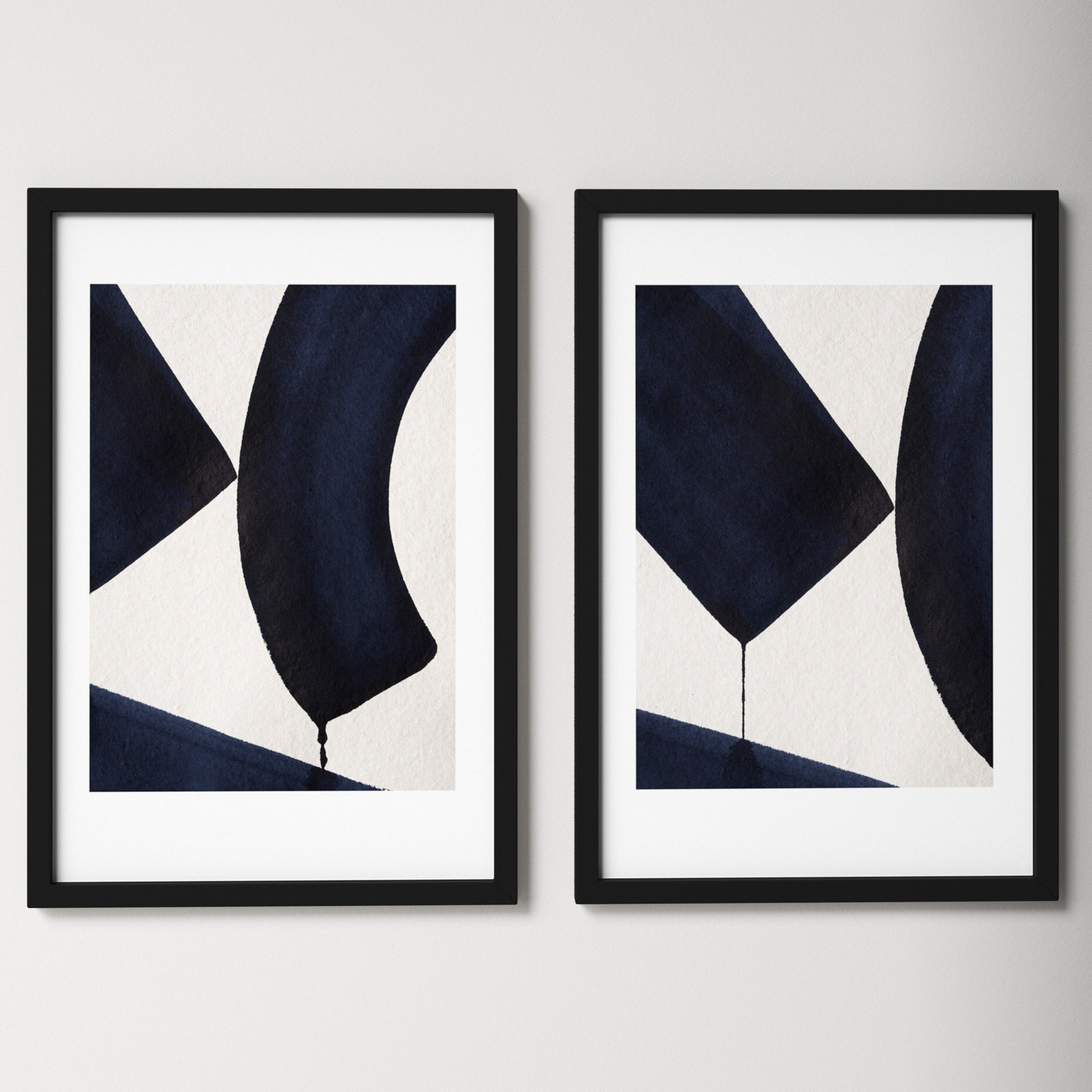 Fluid Motion 2 Duo 2-Piece Print Set, Black, 25.65" H x 37" W x 0.88" D