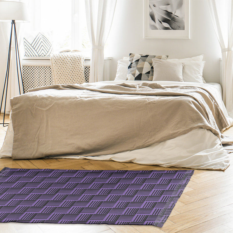 Tapis basketweave rayures mauve/noir, Oui