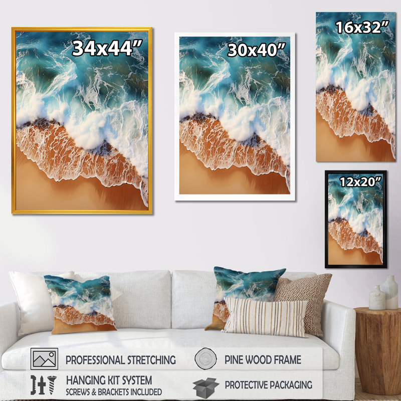 Vue tropicale de plage tropicale II - plage, art mural, Cadre flottant brun, H 32 po x l 24 po x P 1 po