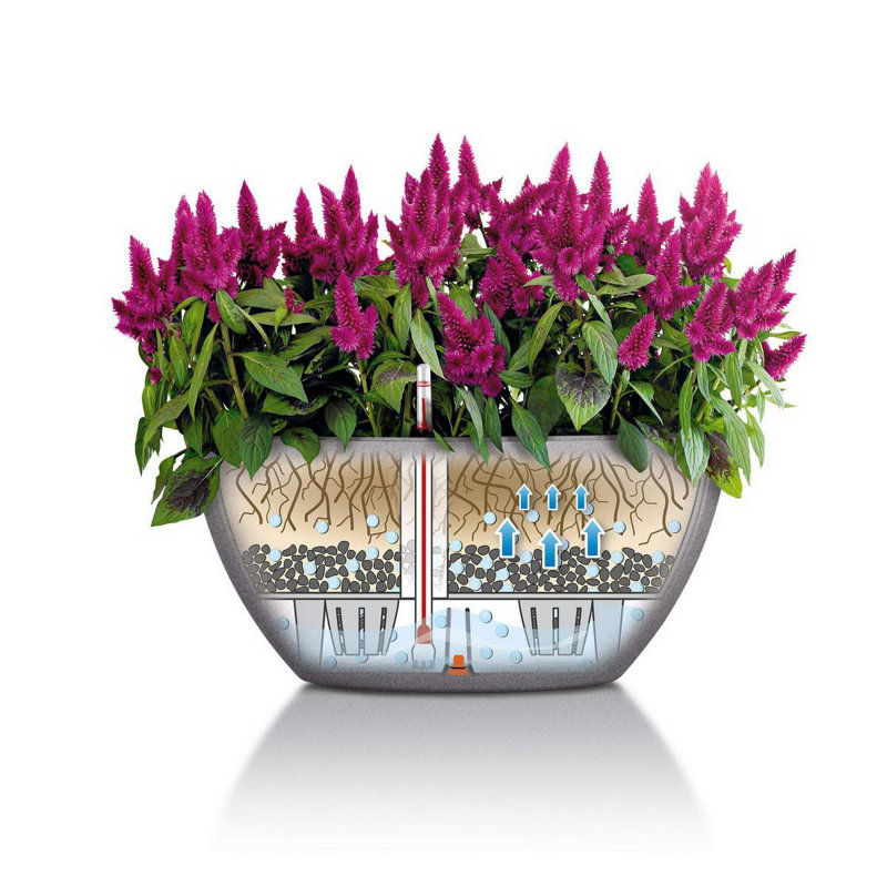 Pot Planter, Grey, 13.5cm H x 29.8cm W x 29.8cm D
