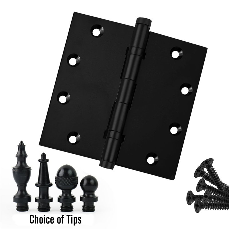 Matte Black Solid Brass Ball Bearing Door Hinge, 5" x 5"