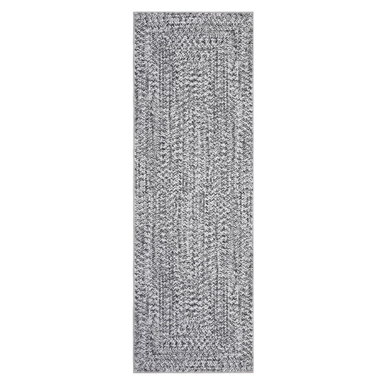 Braided Printed Texture Machine Washable Rug with Rubber Backing for Living Room Non-Slip Dining Room Rug Easy-Cleaning Floor Carpet for Bedroom