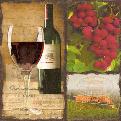 Ensemble de 20 serviettes de table à motif de vin et de raisins
