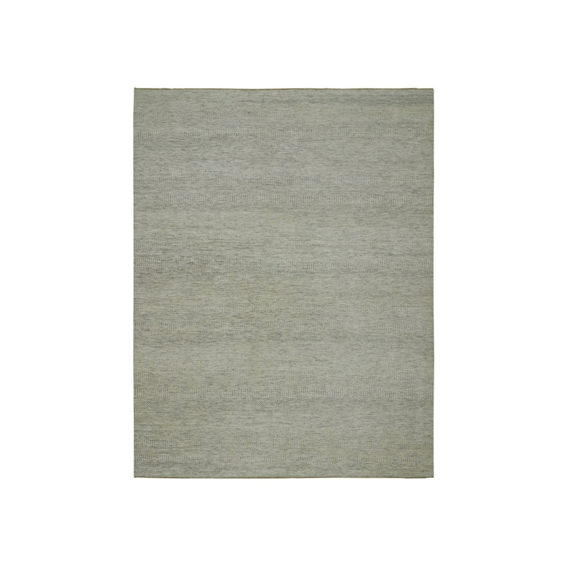 9'2"x11'10" Ivory Hand Knotted Soft Wool Modern Grass Design Oriental Rug 0BD7B7F6FE484058875B15DDB5DE88EC
