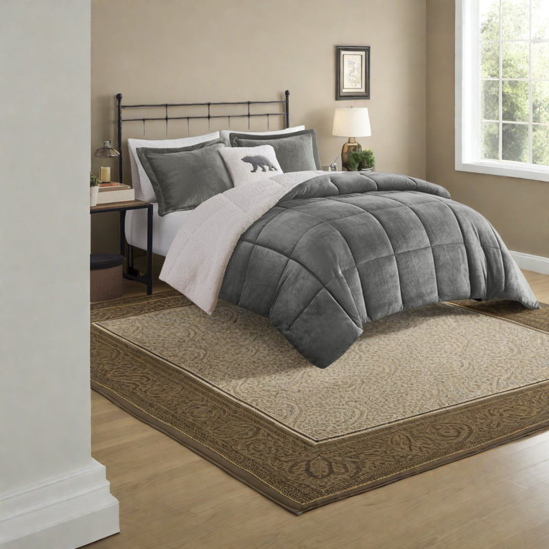Plush Sherpa King Bedding Sets, Polyester Rustic Comfort For Home
