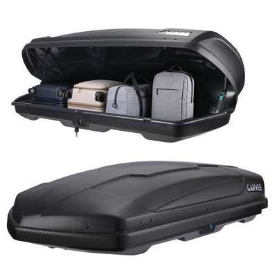 67 inch Black 13.5Cubic Rooftop Cargo Box Carrier Dual-Side Opening Vehicle Hard-Shell Carriers