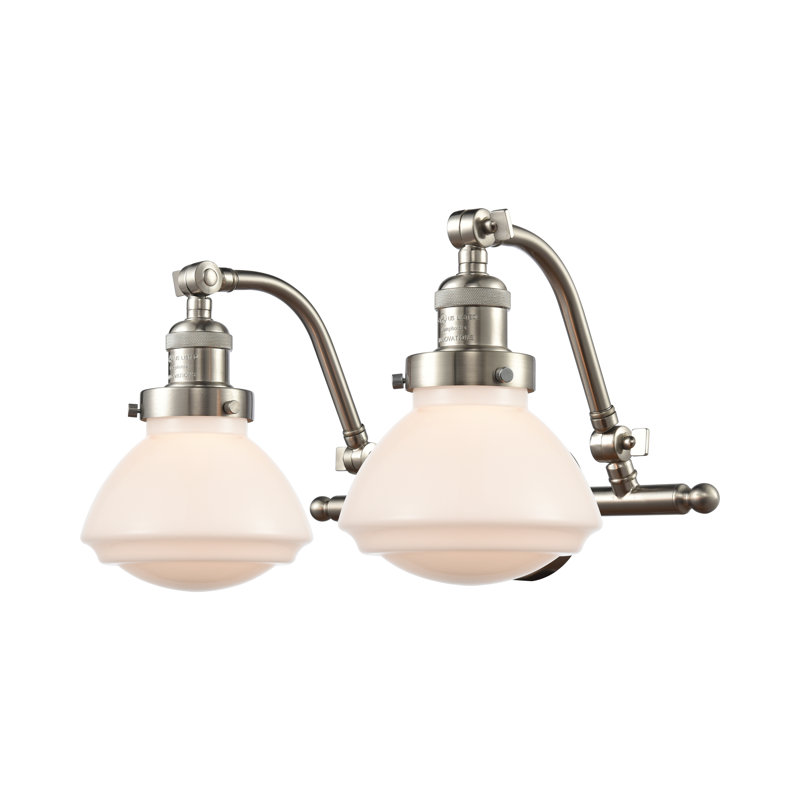 Chesterville 2 - Light Dimmable Vanity Light, Matte White, 6 Watt Vinage LED Bulb, Brushed Satin Nickel