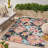 Floral Design Outdoor Rug Pink/Black No Slip for Deck Backyard Balcony Patio-1973399639