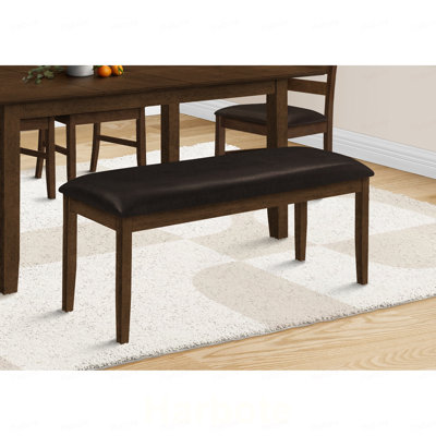 Banc, rectangulaire 48 po, salle à manger, vestibule, couloir, cuisine, rembourré, bois, bois massif brun, aspect cuir brun, transitionnel