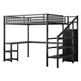 Versatile Storage Metal Loft Bed Modern Design Functional Workspace