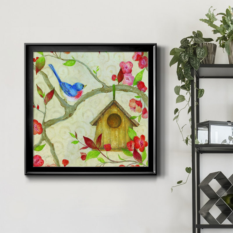 Voisinage II - Peinture sur toile encadrée, H 17,5 po x l 17,5 po x P 1,5 po, Toile avec cadre noir