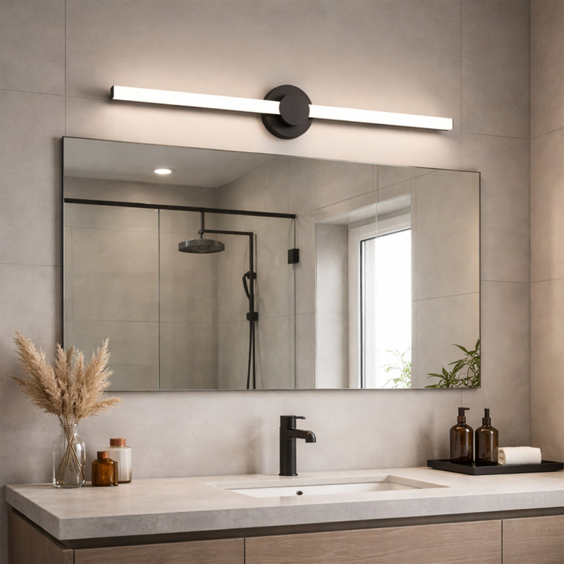 Ensemble de meuble-lavabo et applique murale à DEL 30 po Versa 3000 2100 lumens 5-CCT au choix 2700-3000-3500-4000-5000K en noir mat avec bras réglables à 360 degrés