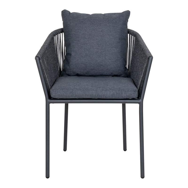 Plessis 48cm H Polyester Upholstered Parsons Chair in Grey / Black