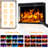 Eijah 3-Sided Glass Fireplace TV Stand with LED Lights, Farmhouse Media Console Entertainment Center-81758621