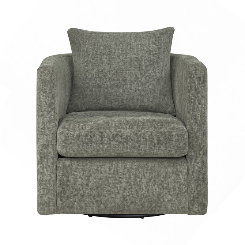 Fauteuil demi-tonneau gris pivotant, Gris / vert