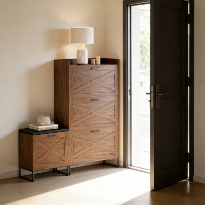 Armoire à chaussures Farmhouse avec banc d'entrée