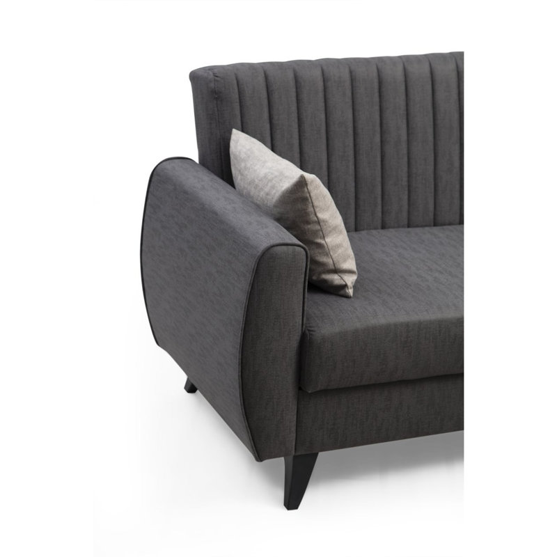 Canapé-lit d'angle, Polyester 100 % gris foncé