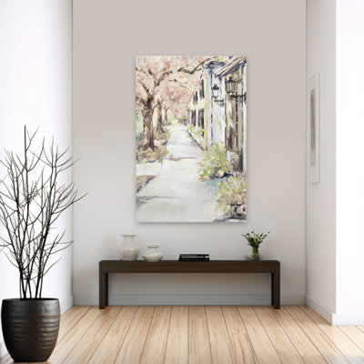 Charleston, paysage de rue, arbre, printemps, peinture, impressionnisme, art naturel, art contemporain