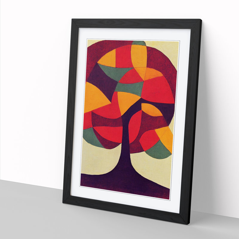 FRM-V0523-8X Abstract Cherry Blossom Tree - Single Picture Frame Print, 46cm H x 34cm W x 2cm D, Walnut Framed
