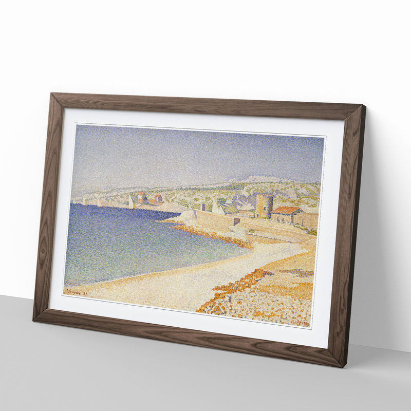 The Jetty at Cassis, Opus by Paul Signac - Picture Frame Painting, 27cm H x 36cm W x 2cm D, Walnut