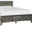 Grand lit pour chambre à coucher, placage de bouleau et bois de transition gris