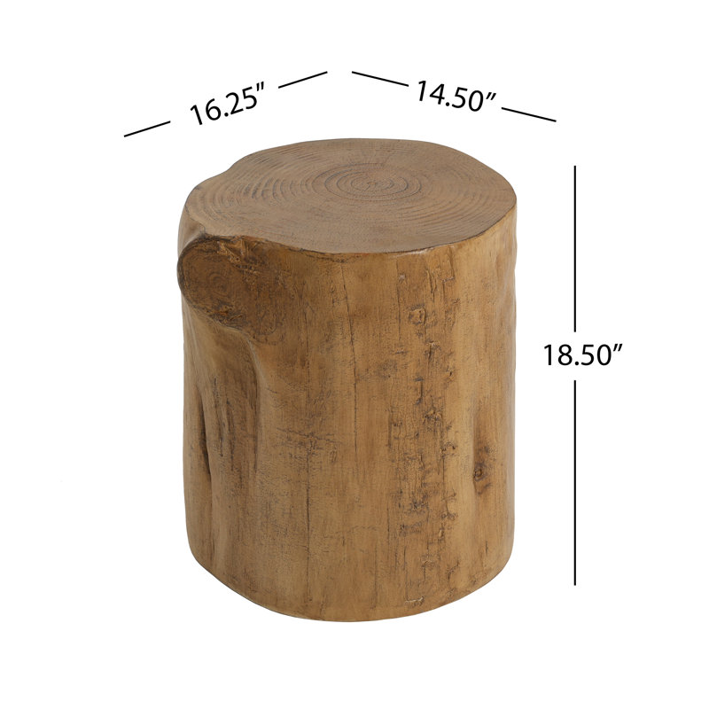 Achilles 16.25'' Rustic Hand-Painted MGO Tree Stump Side Table