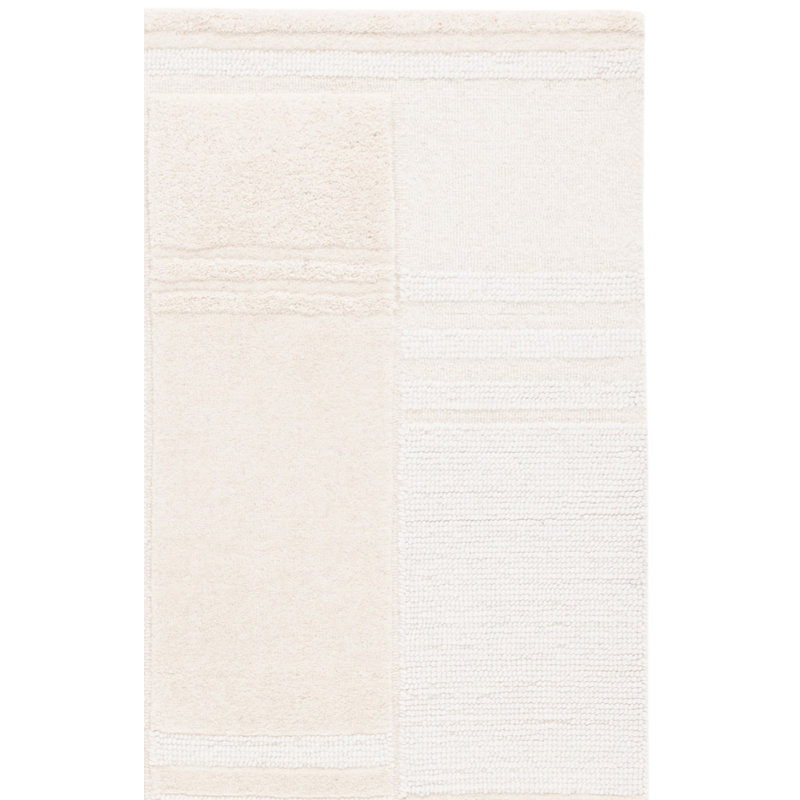 Manhattan Hand Tufted Wool Cotton Geometric Rug in Ivory/Beige, Rectangle 6' x 9'
