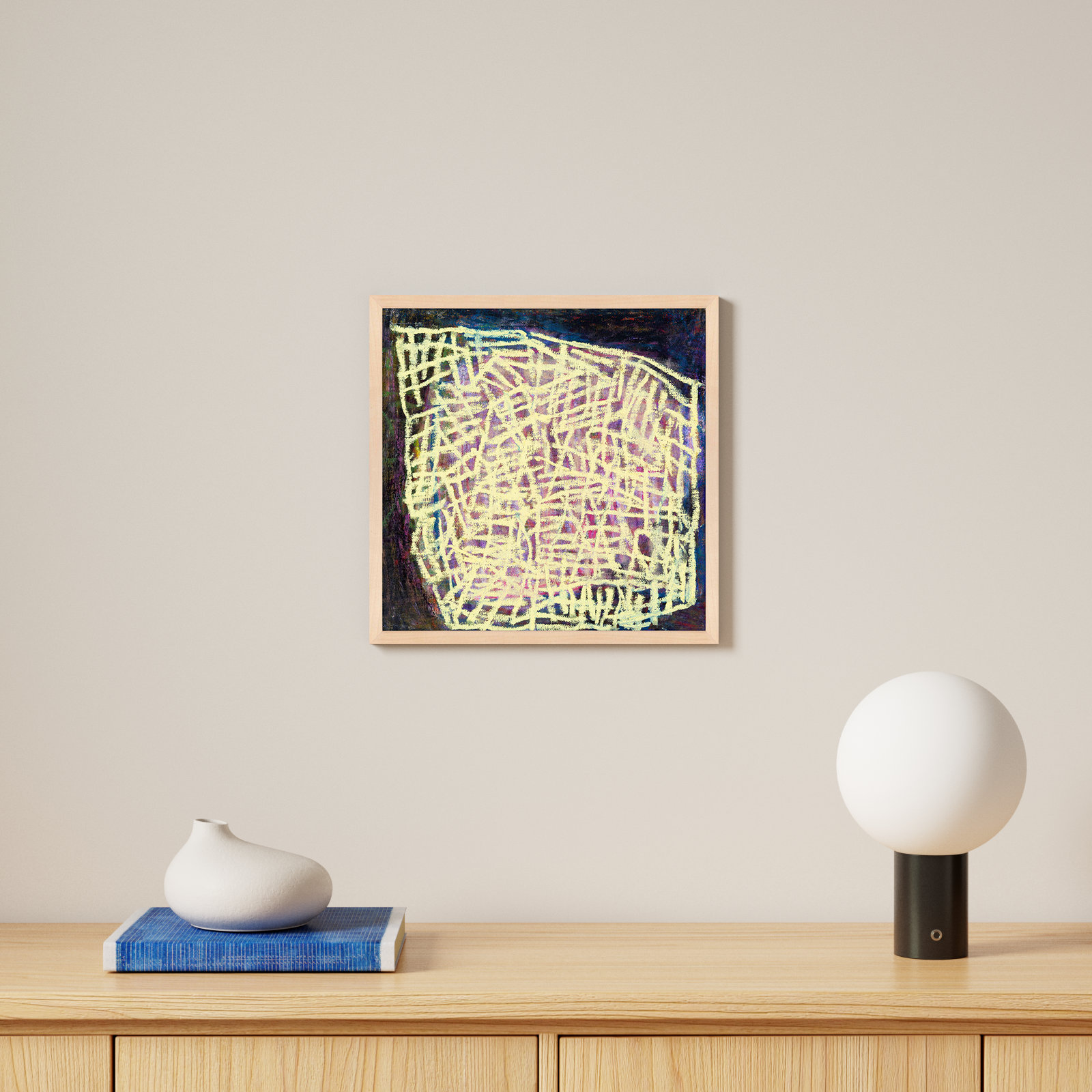 Drian "Night Light" Print by Stephanie Dennis, 16" H x 16" W  x 1.25" D, Maple